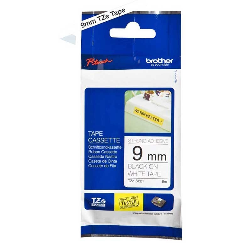 Brother P-Touch TZE-S221 schwarz auf weiss 9mm extra-stark klebend