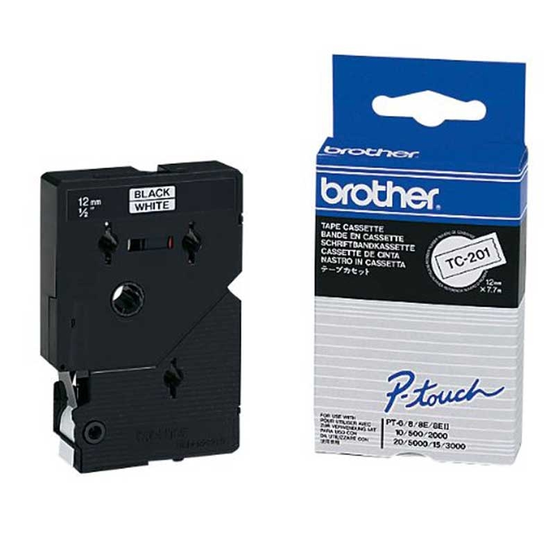 Brother TC-201 P-Touch schwarz auf weiss 12mm