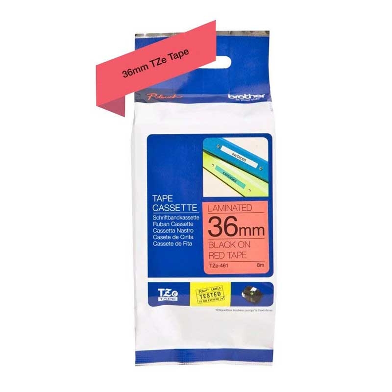 Brother TZe-461 P-touch Schriftband 36 mm schwarz auf rot