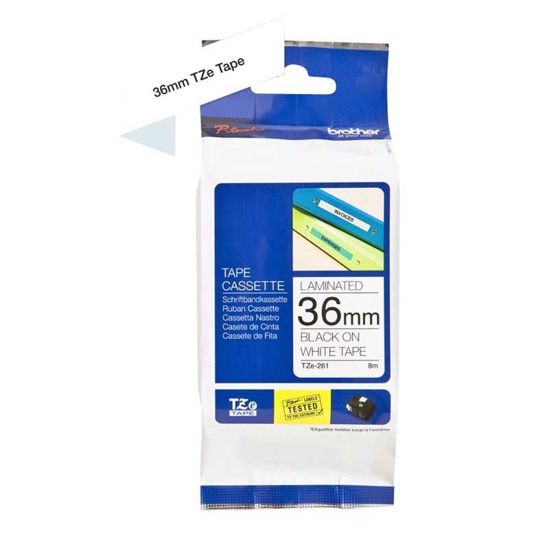 Brother TZE261 Original P-touch Schriftband 36 mm, schwarz auf weiß