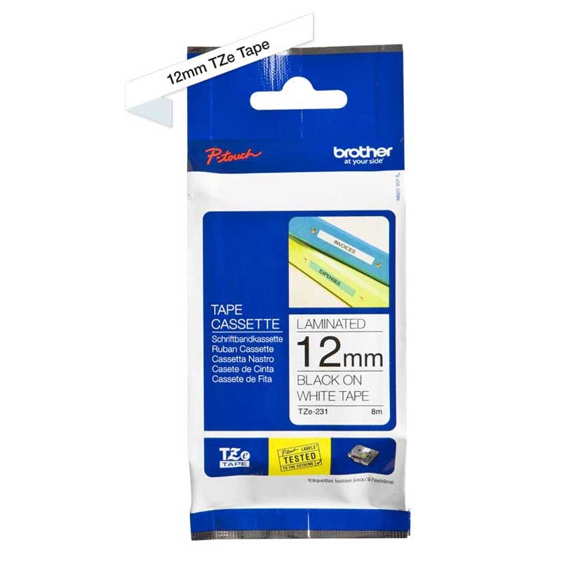 Brother TZE231 P-touch Schriftbandkassette 12mm weiss/schwarz