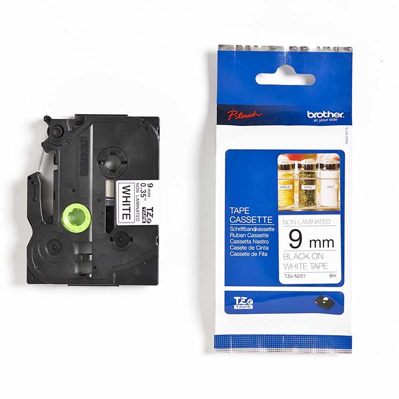 Brother TZEN221 Original P-touch Schriftband 9 mm, schwarz auf weiß