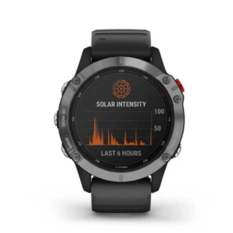 Garmin fenix 6 Solar silber mit schwarzem Armband 47mm