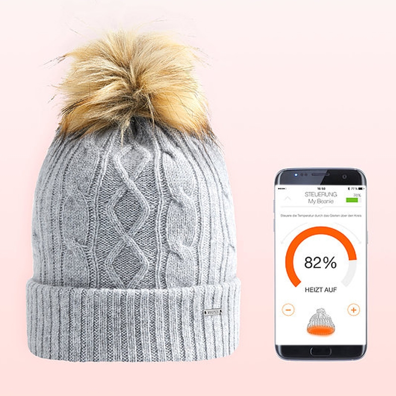 Vulpés Cinera - Beheizbare Strickmütze, grau