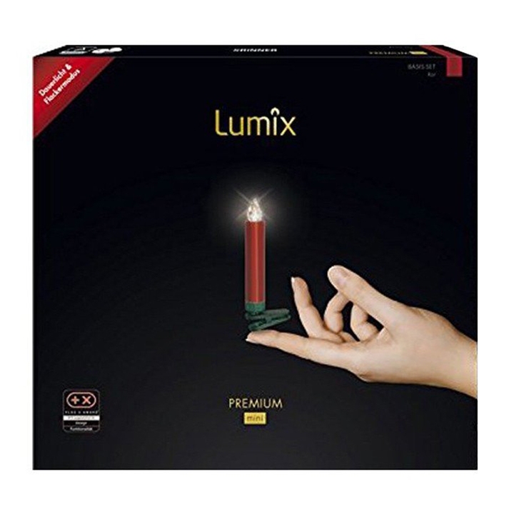 Krinner Lumix Premium mini 12er Basis-Set kabellose Christbaumkerzen rot