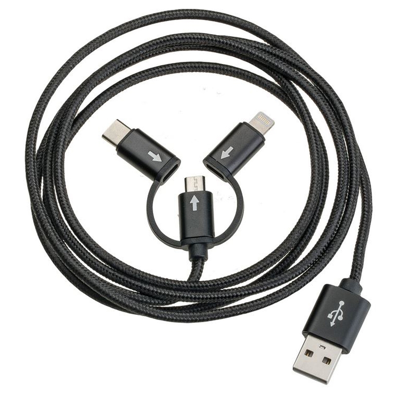 Peter Jäckel USB Data Cable ALL IN ONE Black mit Sync- und Ladefunktion