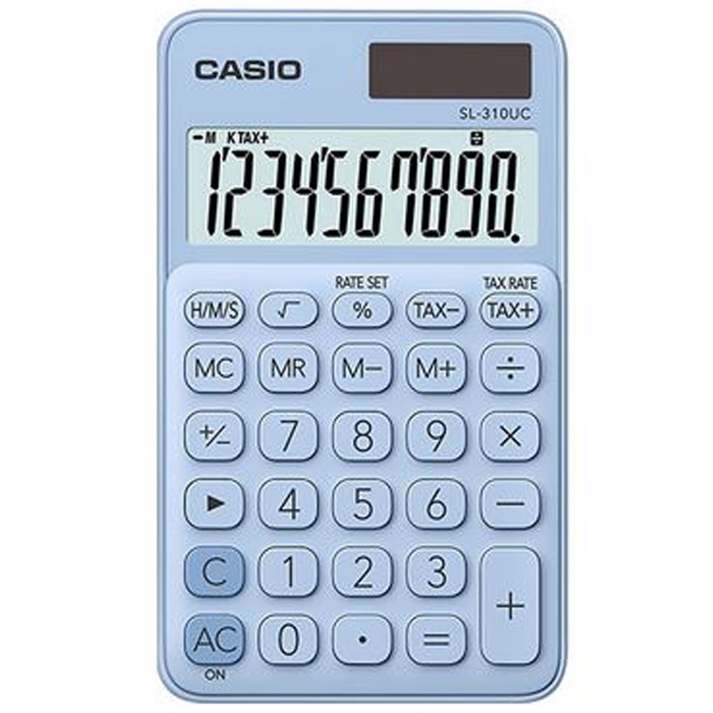 Casio SL-310UC-LB Einfacher Taschenrechner Batterie/Solar - hellblau
