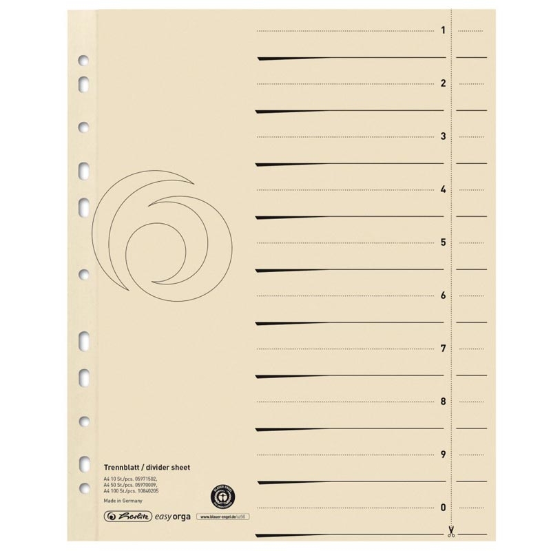 Herlitz Trenn Blatt A4 chamois 50St.