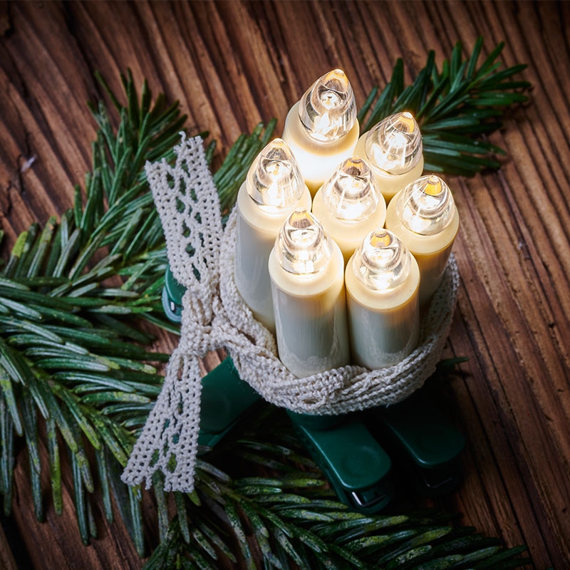 Krinner Lumix SuperLight Flame 12er Basis-Set Kabellose Christbaumkerzen Elfenbein (2.Wahl)