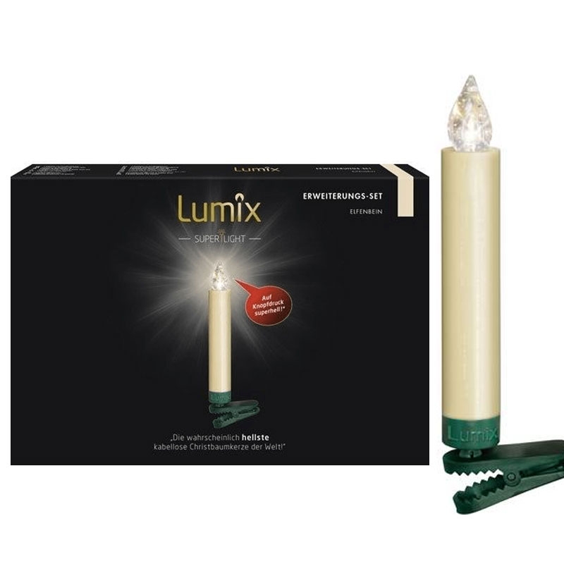 Krinner Lumix SuperLight 5er Erweiterungs-Set Kabellose Christbaumkerzen Elfenbein