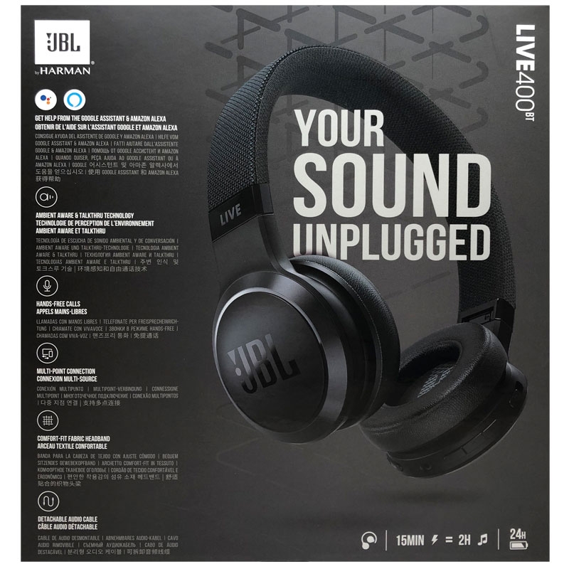 JBL Live 400BT kabelloser Bluetooth-Kopfhörer schwarz