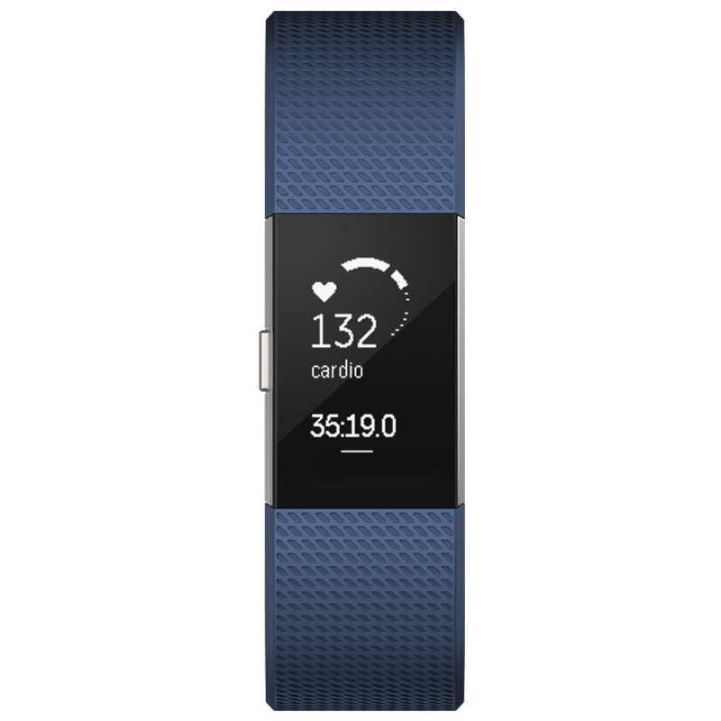 Fitbit Charge 2 Fitnessarmband Large Blau-Silber Ausstellungsgerät