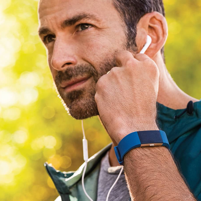 Fitbit Charge 2 Fitnessarmband Large Blau-Silber Ausstellungsgerät