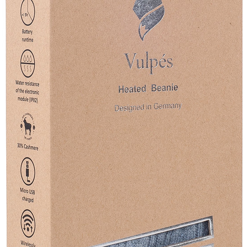 Vulpés Cinera - Beheizbare Strickmütze, grau