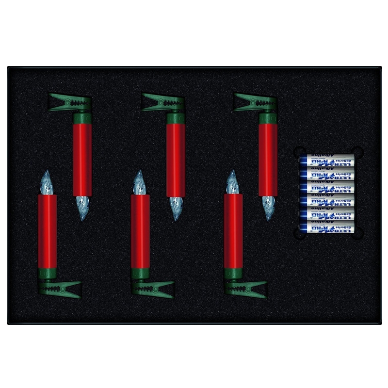 Krinner Lumix Premium mini 6er Erweiterungs-Set kabellose Christbaumkerzen rot