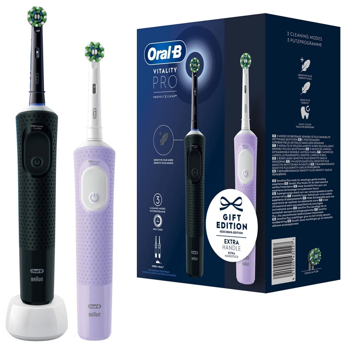Oral-B Vitality Pro D103 Duo elektrische Zahnbürste black/lilac violet