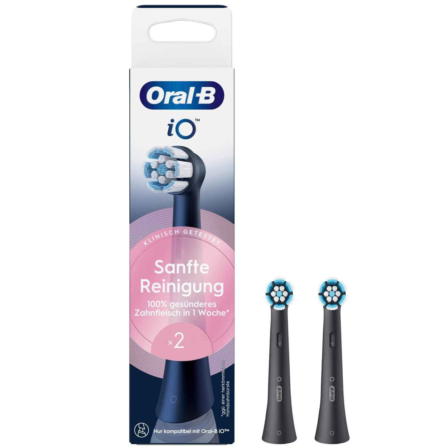 Oral-B iO Sanfte Reinigung Aufsteckbürsten 2 Stück schwarz