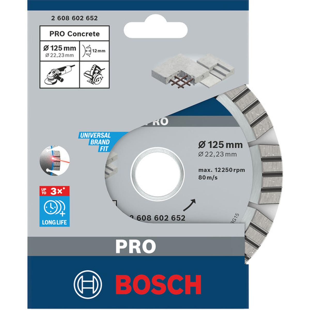 Bosch Pro Concrete Diamanttrennscheibe (Ø 125 mm, 22,23 mm Bohrung)
