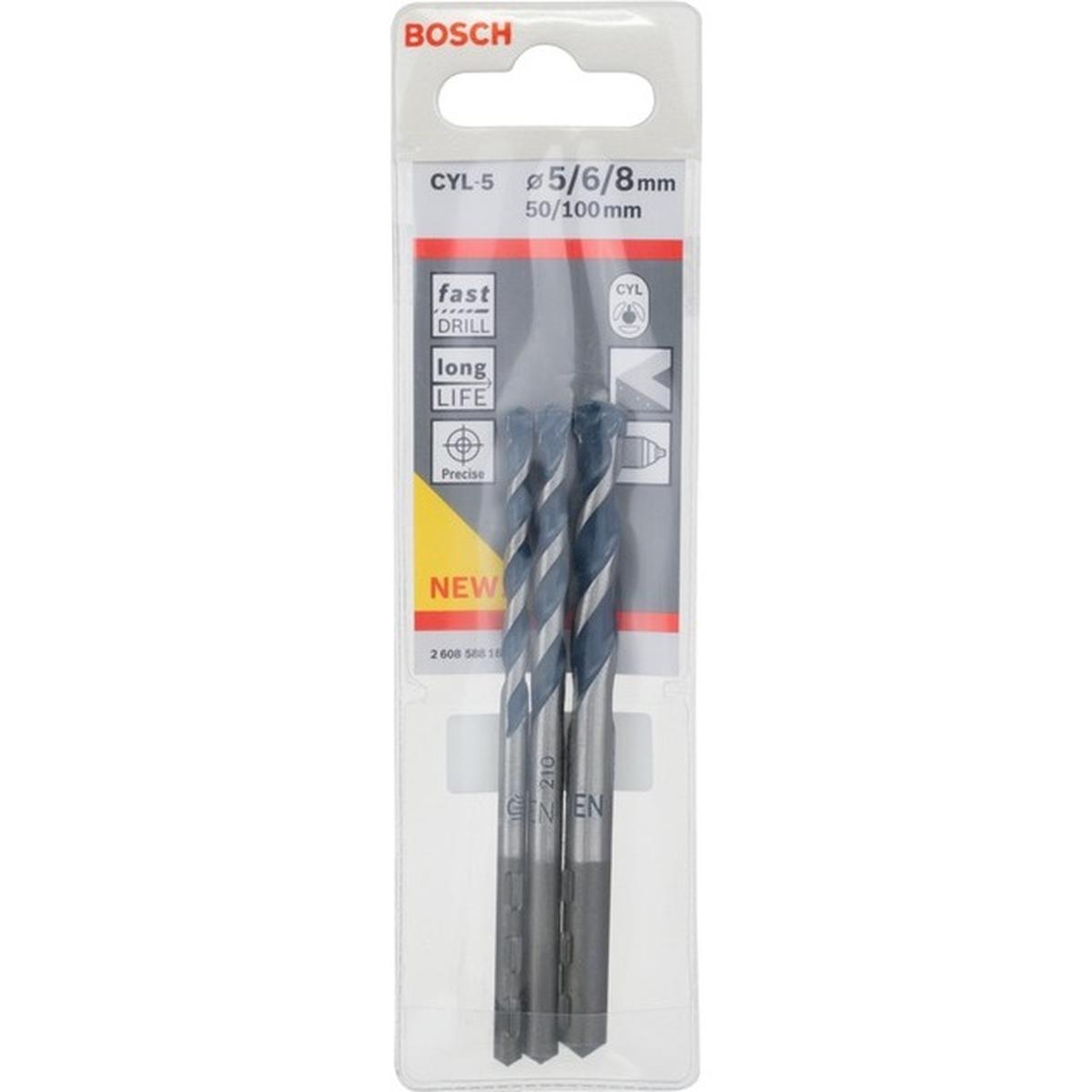 Bosch Professional CYL-5 Betonbohrer Set 3-teilig (Ø 5-8 mm, Robust Line)