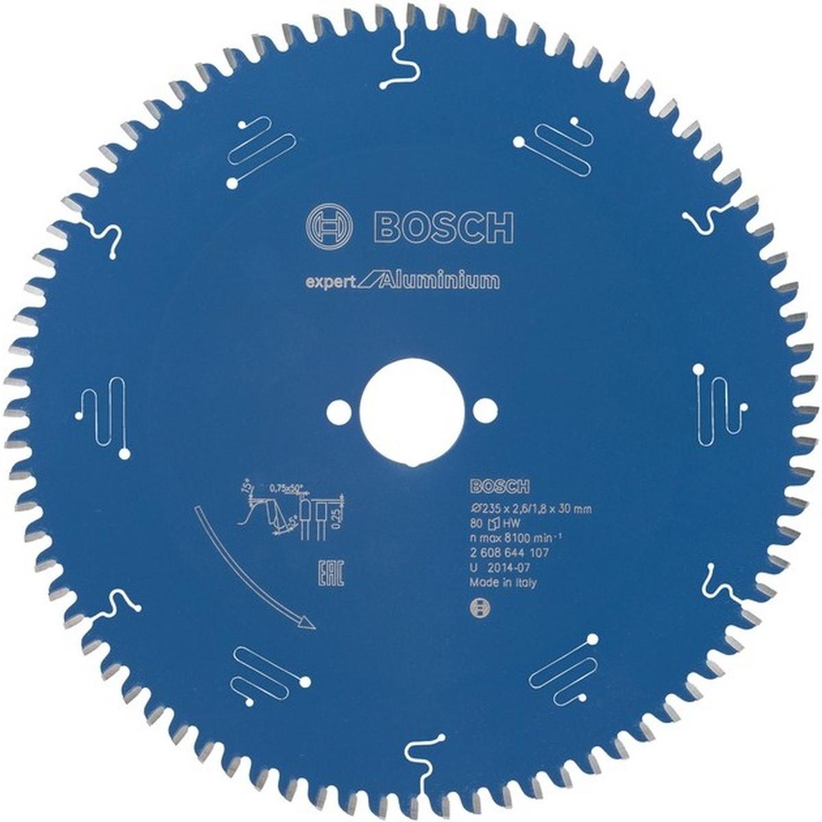 Bosch Professional Expert for Aluminium Kreissägeblatt (Ø 235 x 30 x 2,6/1,8 mm, 80 Zähne)