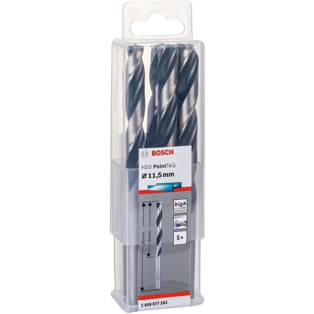 Bosch Professional HSS PointTeQ Spiralbohrer 5 Stück (11,5 x 94 x 142 mm)