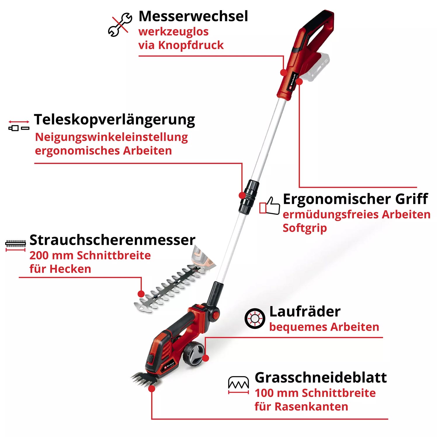 Einhell GE-CG 18/100 Li T-Solo Power X-Change Akku-Gras- und Strauchschere