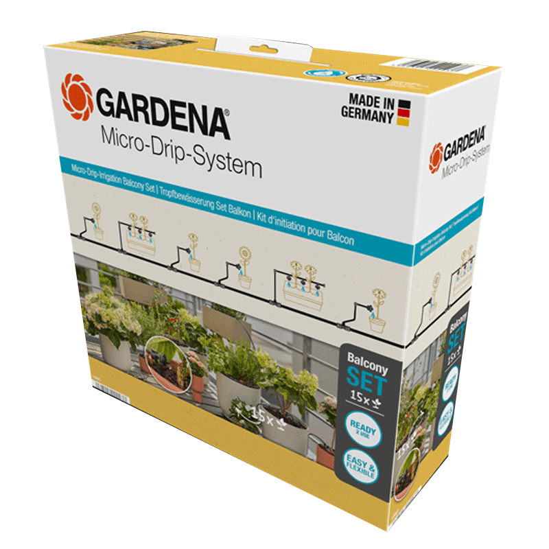 GARDENA 13401-20 Micro-Drip-System Tropfbewässerung Set Balkon (15 Pflanzen)