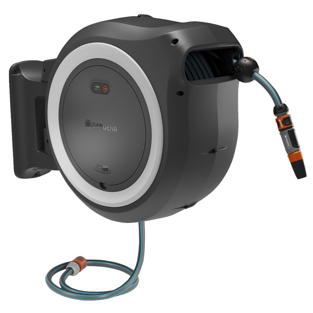 GARDENA 18647-55 Akku-Wand-Schlauchbox PowerRoll XXL 18V P4A solo (weiß) 40 m