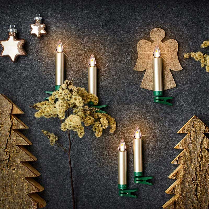Krinner Lumix SuperLight Flame 6er Erweiterungs-Set Kabellose Christbaumkerzen Cashmere