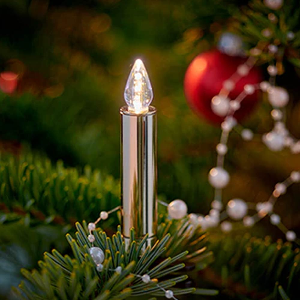 Krinner Lumix SuperLight Pearls Mini Erweiterungs-Set Kabellose Christbaumkerzen gold