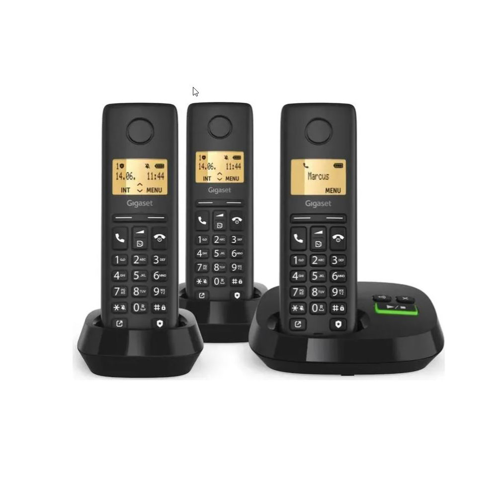 Gigaset PURE 100 AM Trio Schnurlostelefon-Set schwarz