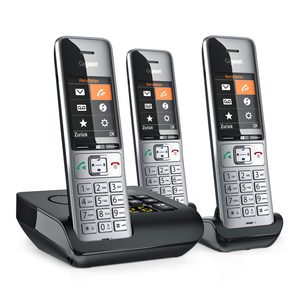 Gigaset Comfort 500A Trio Schnurlostelefon schwarz/silber
