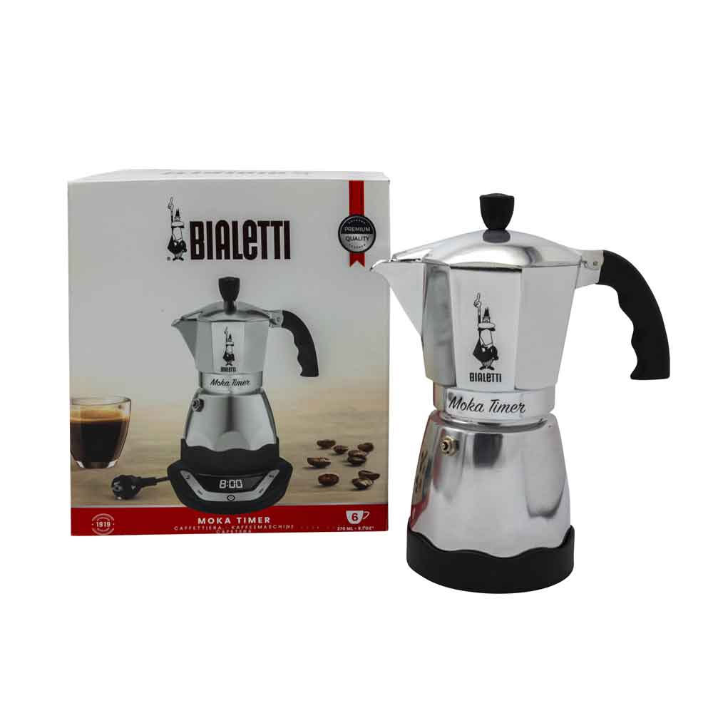 Bialetti Moka Elektrisch Timer Espressokocher 6 Tassen silber/schwarz