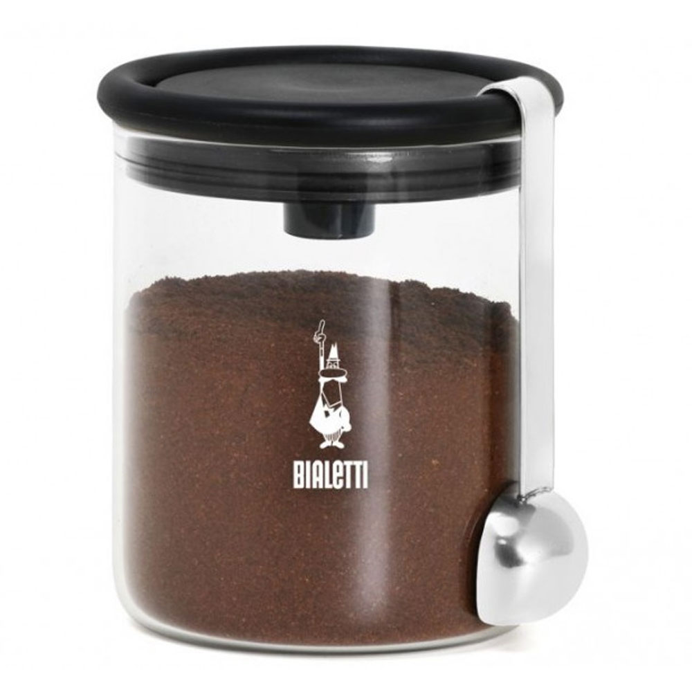 Bialetti Mokkaglas 250g mit Verschluss schwarz/transparent