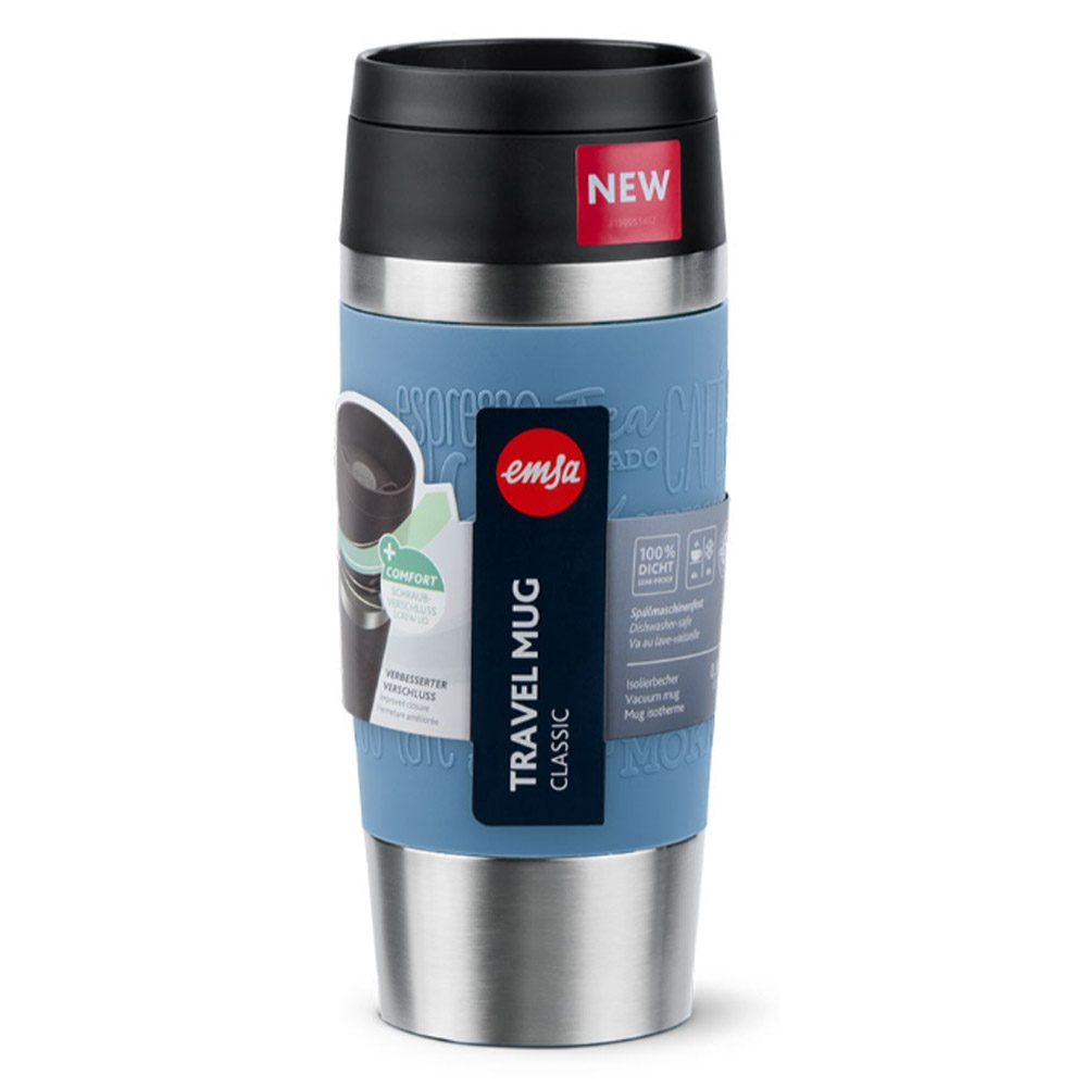 Emsa N20211 Travel Mug Classic Isolierbecher 0,36 Liter aquablau