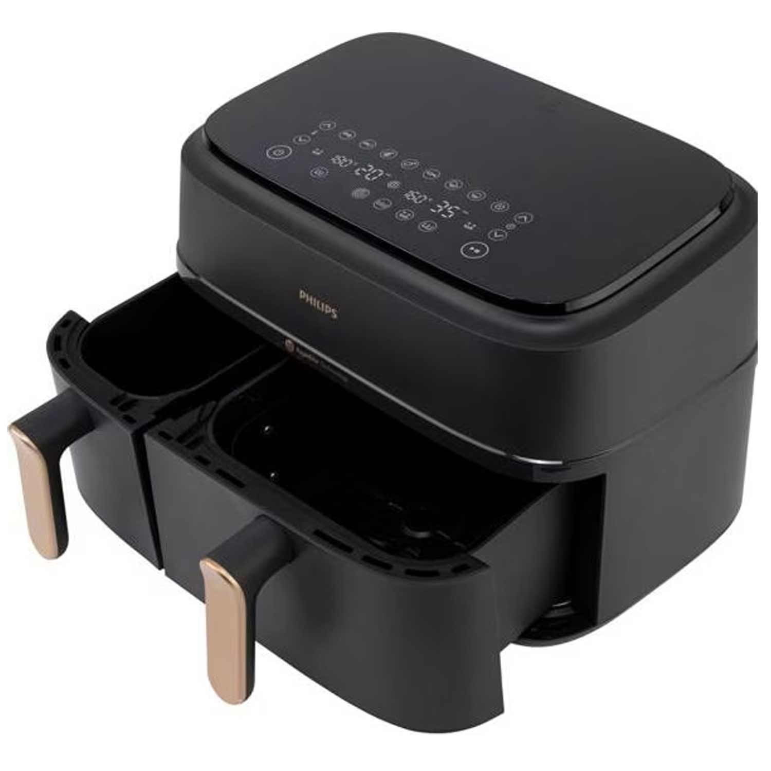 Philips 3000 Series NA352/00 Airfryer Dual Basket Heißluftfritteuse schwarz/kupfer