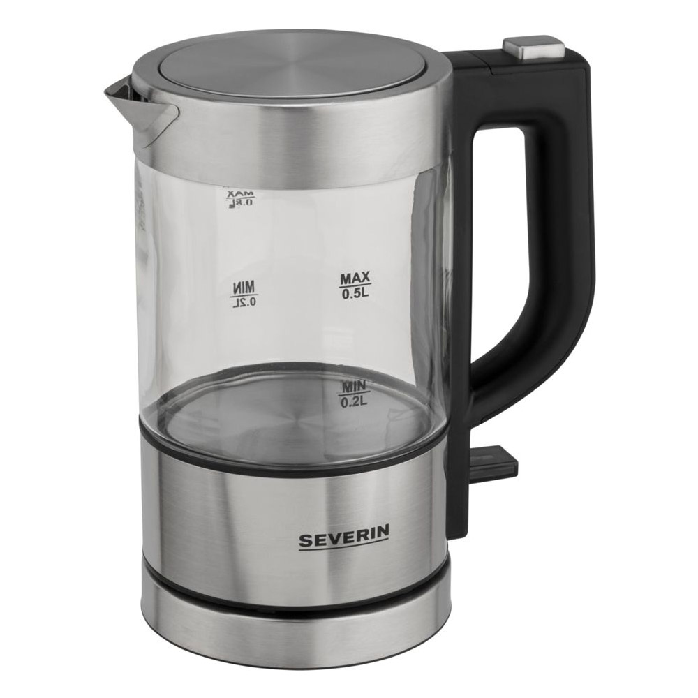 Severin WK 3472 Mini Glas Wasserkocher edelstahl/schwarz