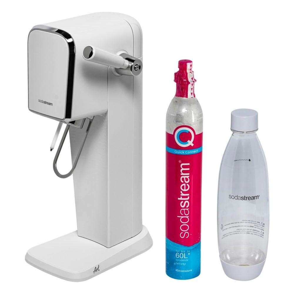 SodaStream Wassersprudler Art mit CO2-Zylinder und 1x 1L Kunststoff-Flasche weiß