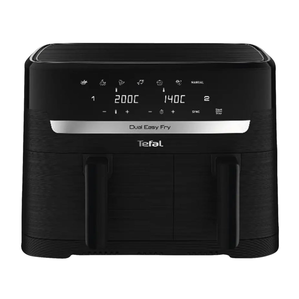 Tefal EY9018 Dual Easy Fry Doppelkammer-Heißluftfritteuse schwarz