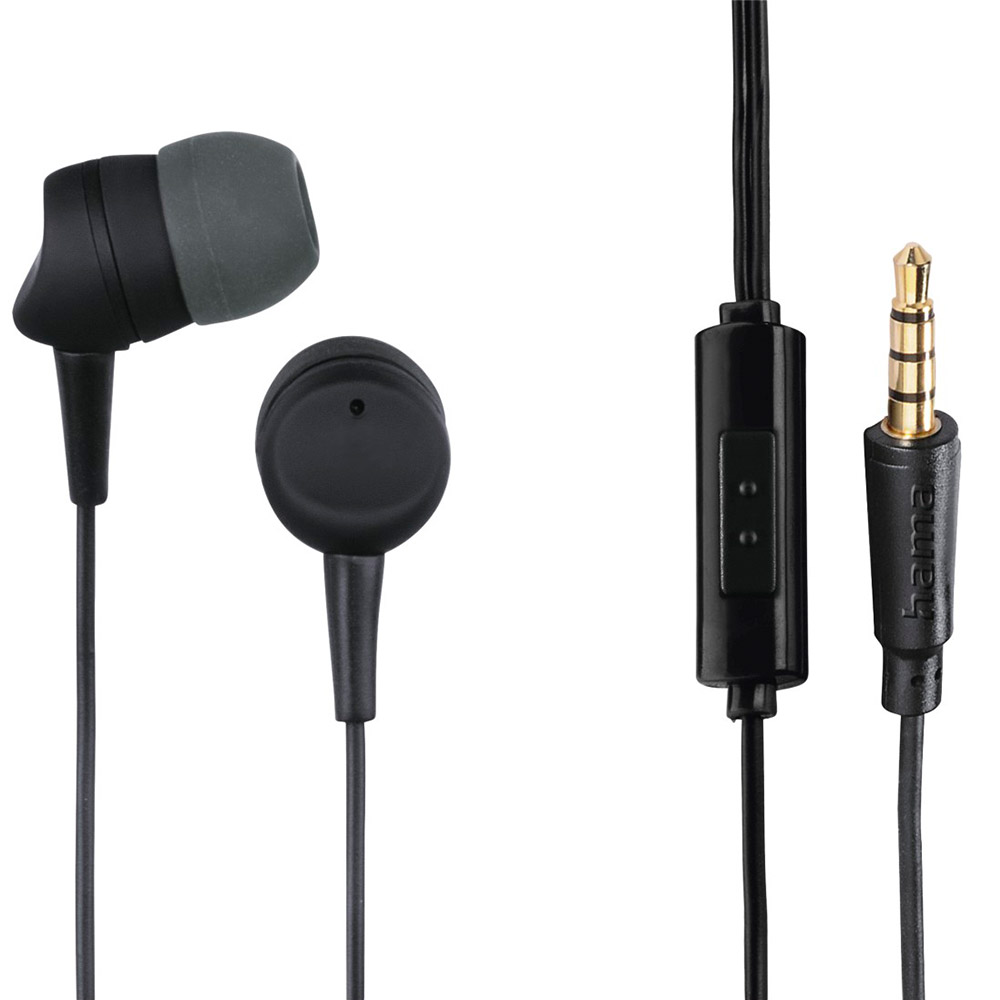 Hama Kopfhörer "Kooky", In-Ear, Mikrofon, Kabelknickschutz, Schwarz