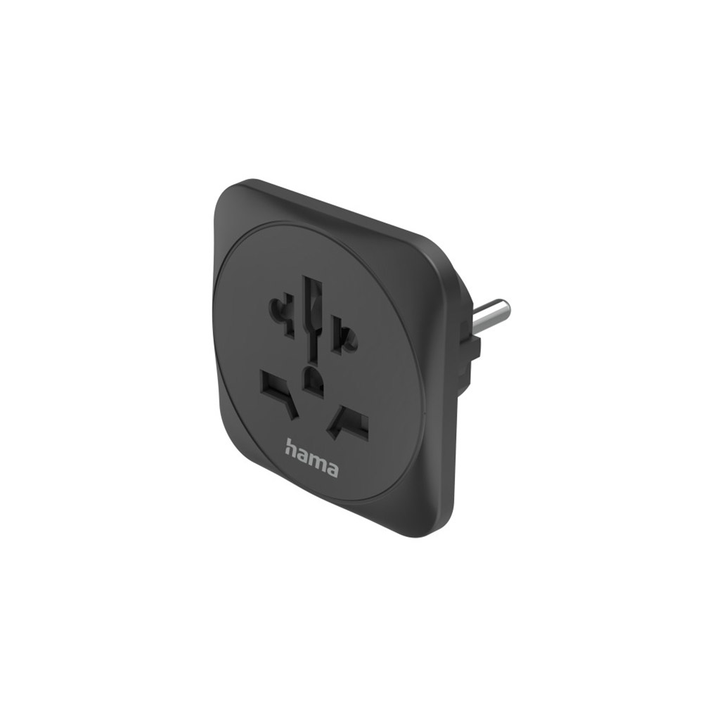 Hama Reiseadapter Typ E und F, 3-polig, universal, Welt nach Europa, Schwarz