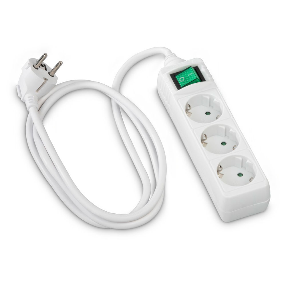 Hama Steckdosenleiste, 3-fach, Schalter, 3 m, Weiß