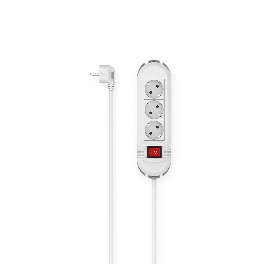 Hama Steckdosenleiste, 3-fach, Schalter, Wandmontage, 1,5 m, Weiß