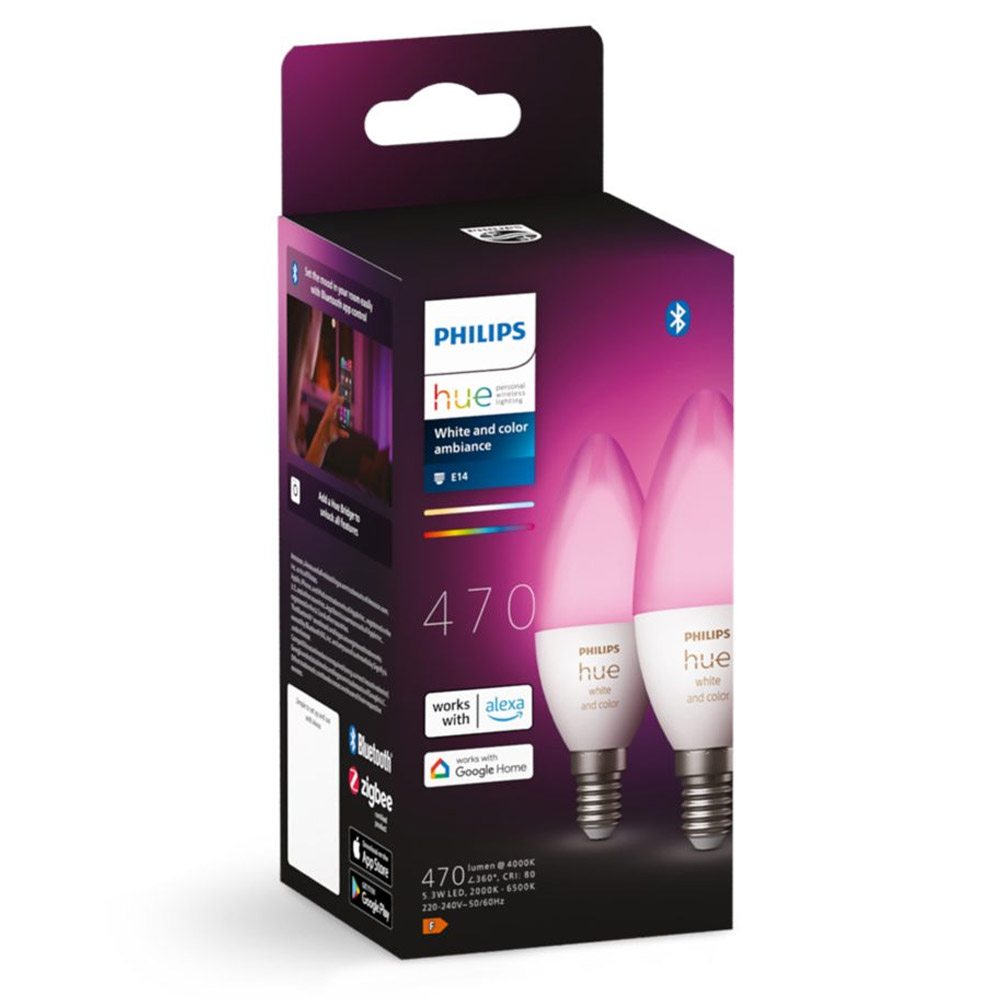 Philips Hue White and Color Ambiance LED-Kerze E14 RGBW Bluetooth Doppelpack