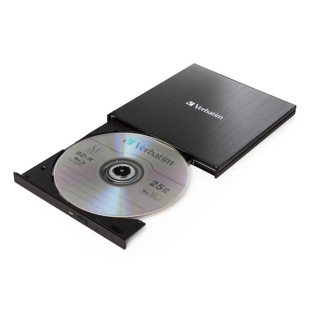 Verbatim Externer Slimline Bluray Writer mit USB 3.2-Kabel externer DVD und Bluray Brenner