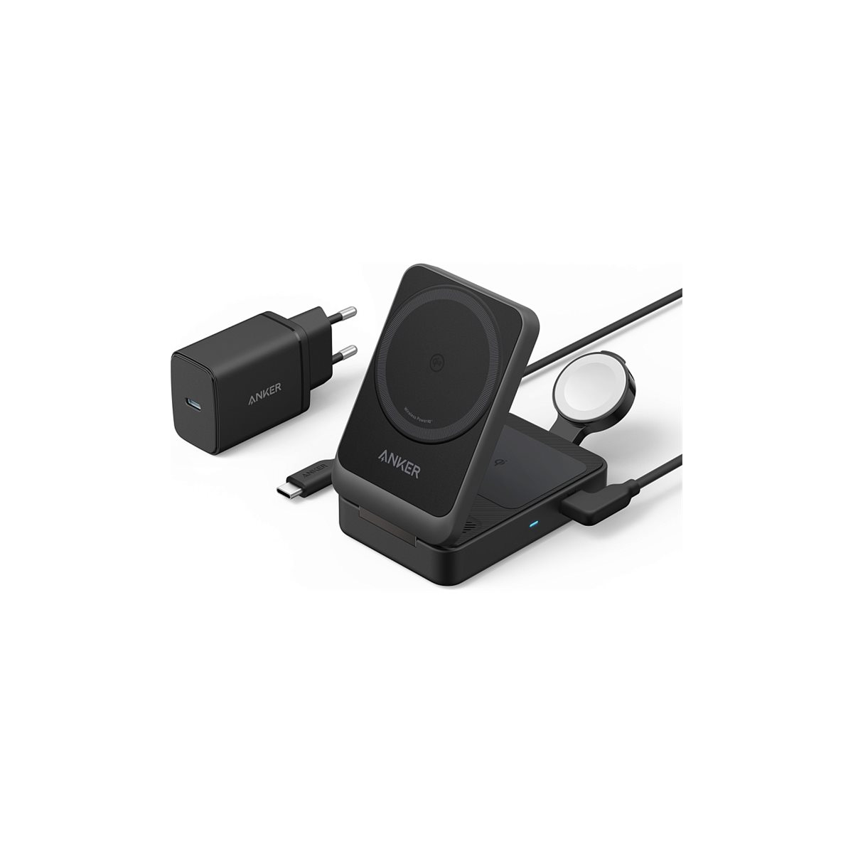 Anker MagGo 3-in-1 Qi2 Ladeständer schwarz