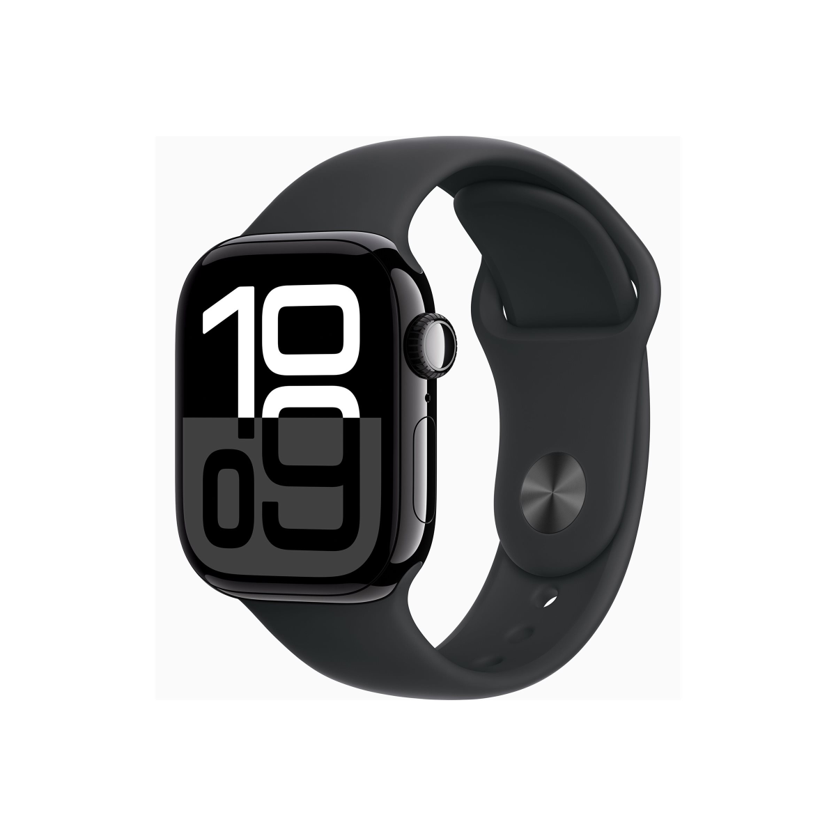 Apple Watch Series 10 4G 42mm Aluminium Diamantschwarz Sportarmband Schwarz S/M