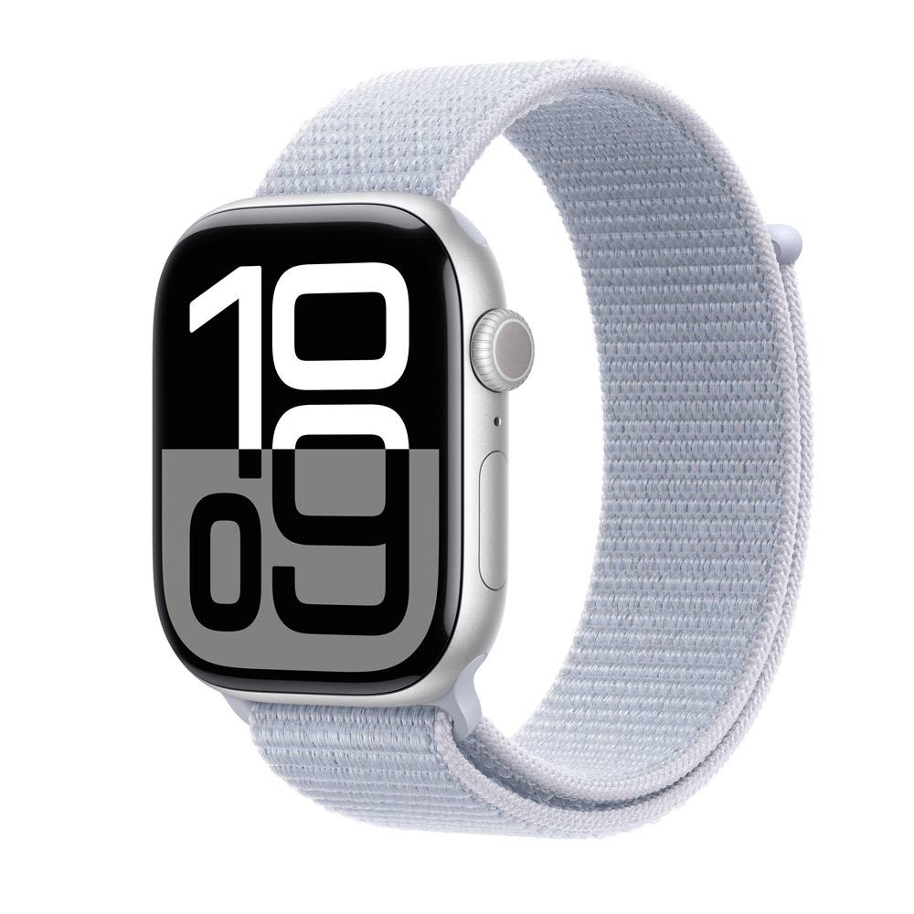 Apple Watch Series 10 4G 46mm Aluminium Silber Sport Loop Blaue Wolke