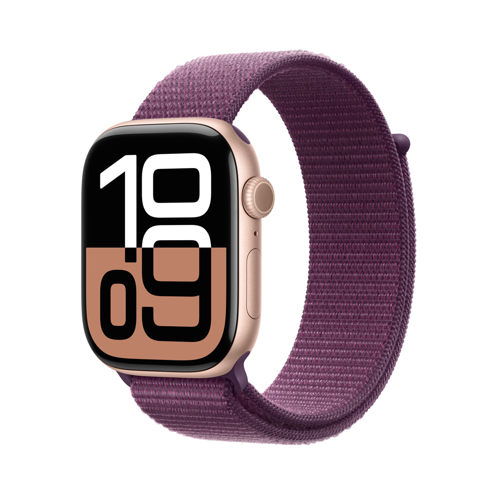 Apple Watch Series 10 GPS 46mm Aluminium Roségold Sport Loop Pflaume
