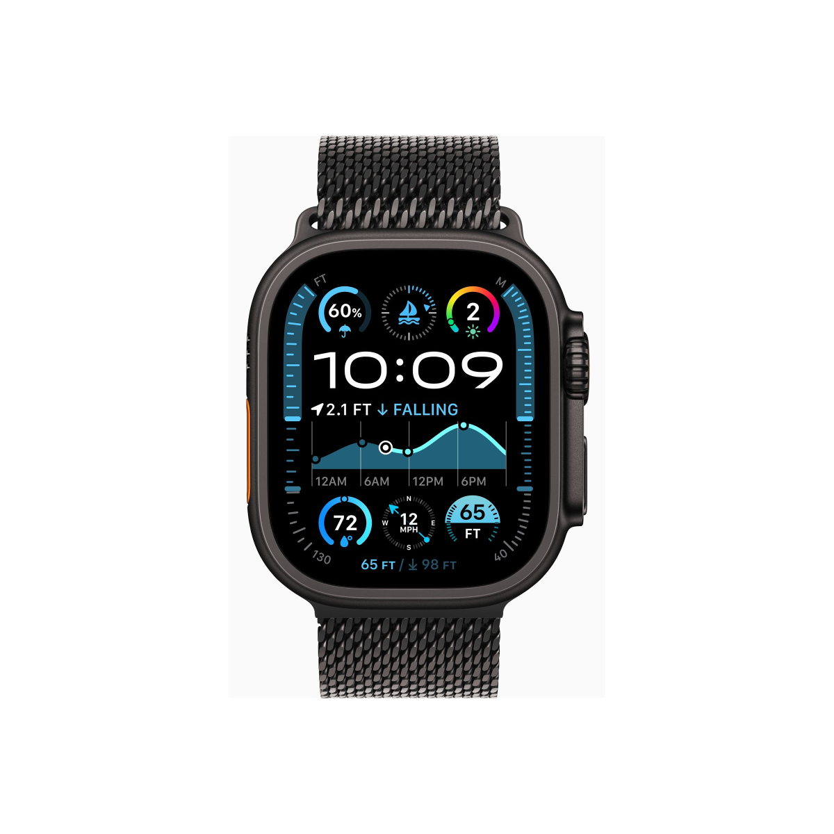 Apple Watch Ultra 2 (2024) Titan Schwarz Milanaise Armband Titan L